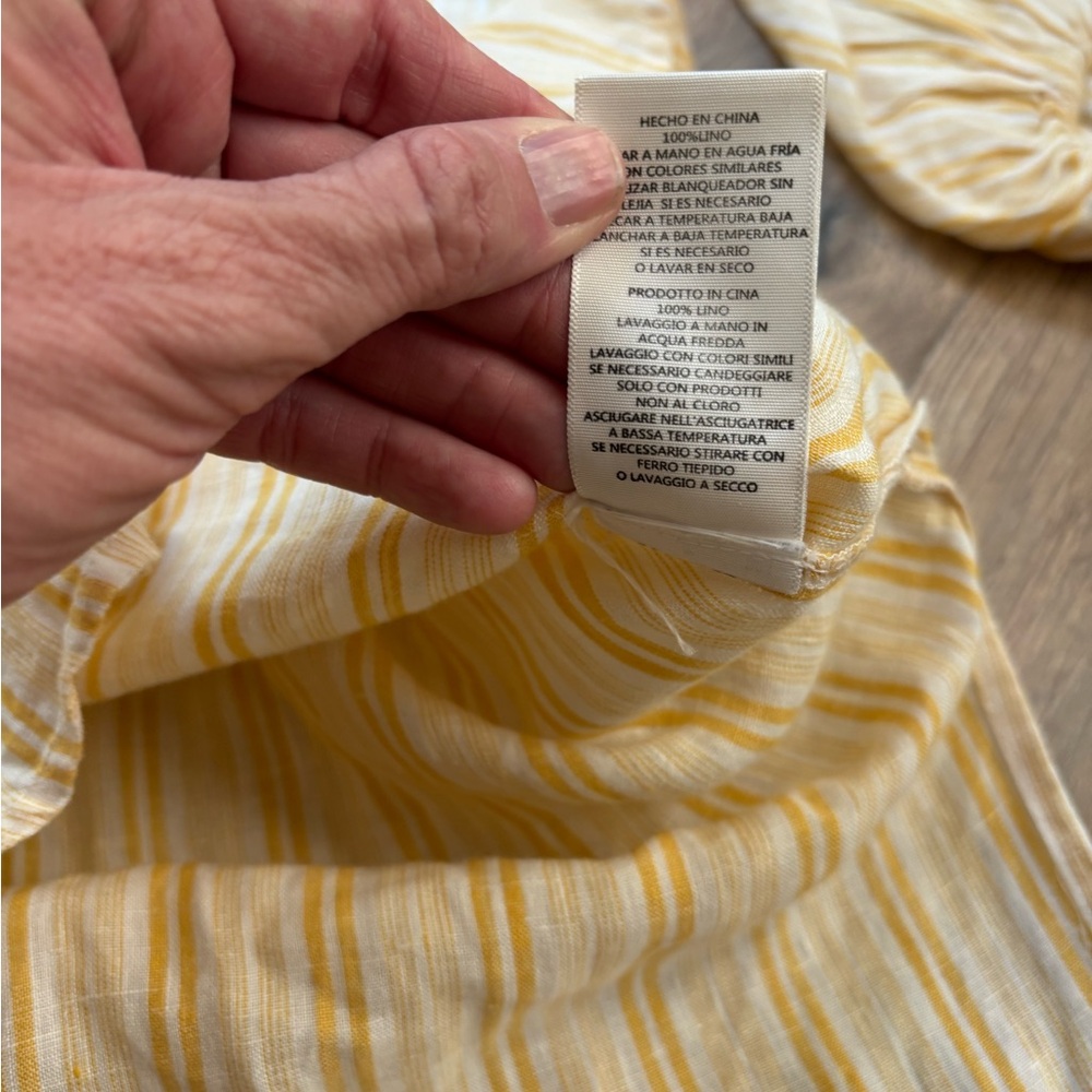 Women's Yellow Stripe Button-Front Linen Dress - Picture 9 of 15